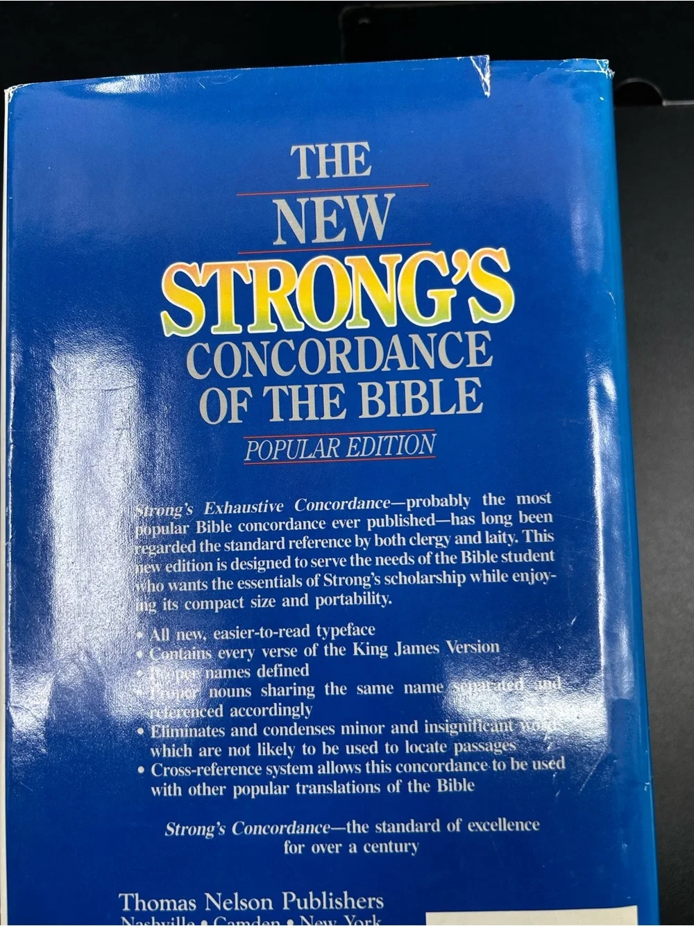 Strong's Concordance Hardcover w/ gold file spine - Navy